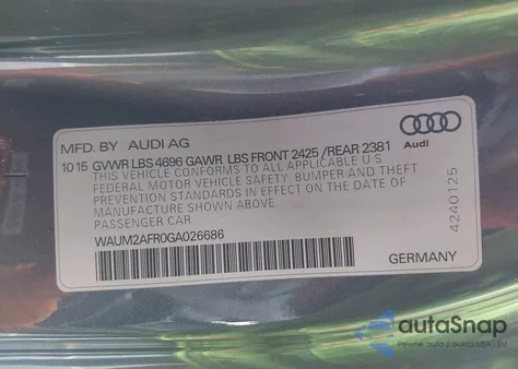 2016 Audi A5 2.0T Premium from USA, damaged, VIN WAUM2AFR0GA026686